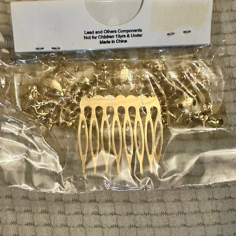New Tiara Clear Stone Embellished Hair Pic - Gold Tone